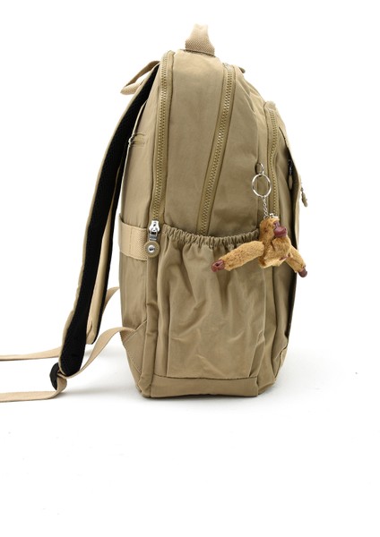 Sanmorris Unisex Suya Dayanıklı Krinkıl Kumaş Çok Gözlü Büyük Boy Siyah Renkli Laptop Okul ve Sırt Çantası