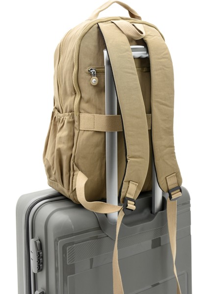Sanmorris Unisex Suya Dayanıklı Krinkıl Kumaş Çok Gözlü Büyük Boy Siyah Renkli Laptop Okul ve Sırt Çantası