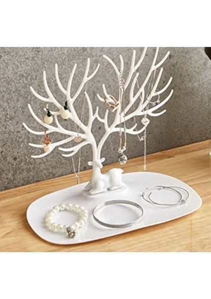 Beyaz Plastik Takı Teşhir Standı 25x15x22 cm, kolye ve küpe düzenleyici fırsatları