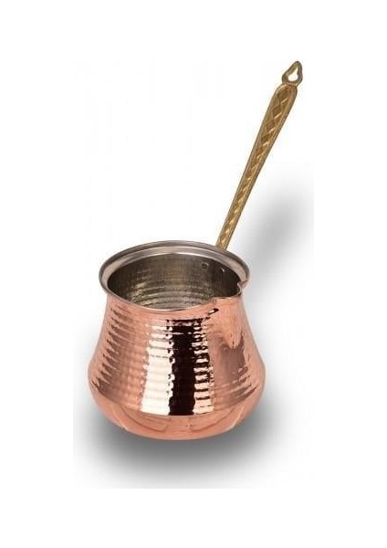 Sütlük Cezve 1020 ml Makine Dövme Kırmızı Bakır Sütlük