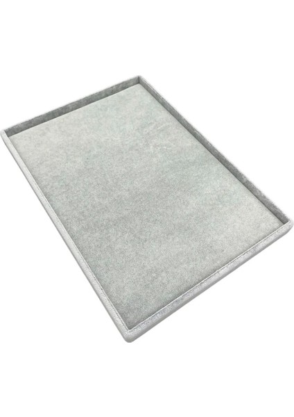 Gri Süet Kumaş Takı Sunum Tablası 34x24 cm, 1 Parça fırsatları