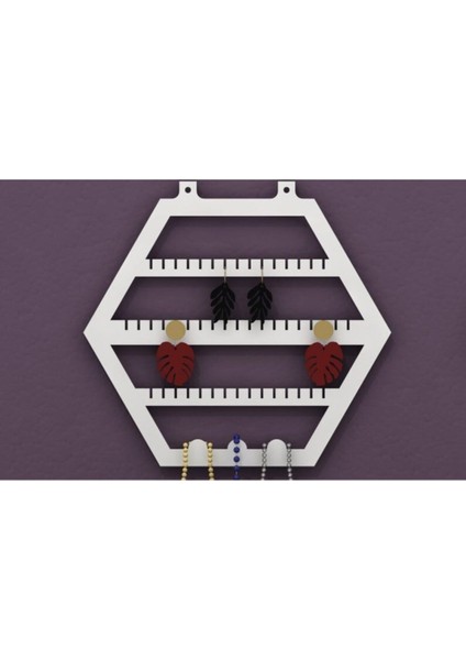 Çok Renkli Dekoratif Takı Küpe Standı, 3 Bölmeli, Şık ve Fonksiyonel Tasarım