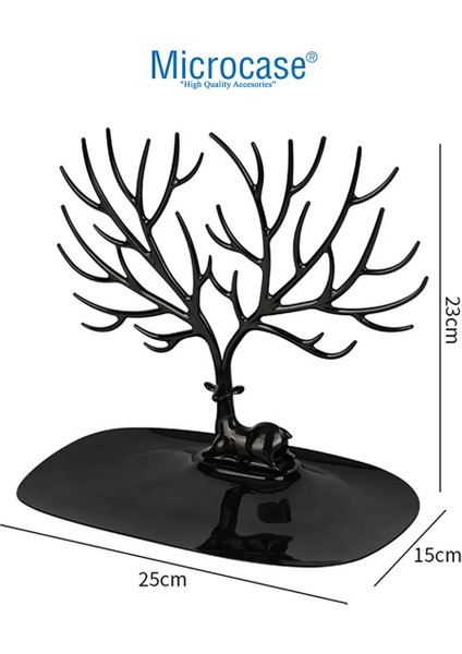 Şık Siyah Geyik Desenli Takı ve Mücevher Standı, düzen ve tarz katın, 41 parça, dayanıklı plastik modelleri