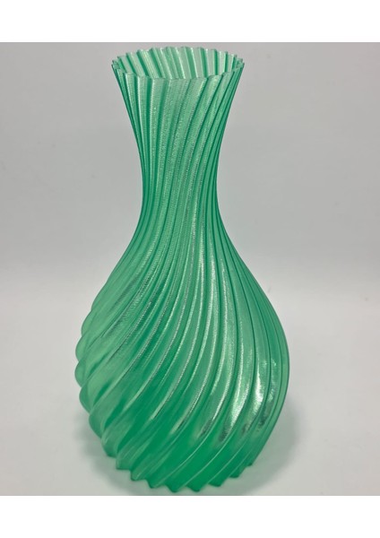 Cam Görünümlü Pla Galaksi Vazo Kıvrımlı Desenli Dekoratif Şeffaf Plastik Vazo