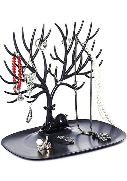 Şık Siyah Geyikli Masaüstü Takı ve Aksesuar Organizeri fiyatları