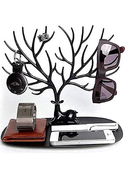 Şık Siyah Geyikli Masaüstü Takı ve Aksesuar Organizeri indirimleri