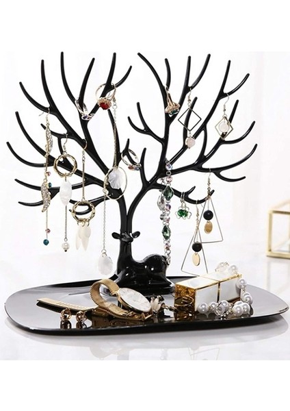 Şık Siyah Geyikli Masaüstü Takı ve Aksesuar Organizeri