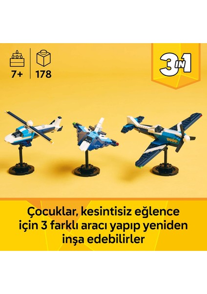 Creator 3’ü 1 Arada Uçak: Yarış Uçağı 31160-7 Yaş ve Üzeri (178 Parça)