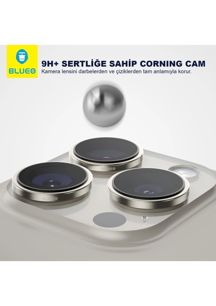 PVD iPhone 13 Pro Uyumlu Siyah Black Paslanmaz Çelik Çizik Işık Engelleyici Kamera Lens Koruyucu