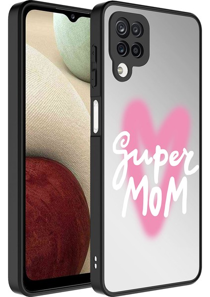 Galaxy A12 Kılıf Aynalı Desenli Kamera Korumalı Parlak Tstk Mirror Kapak-Süper Anne