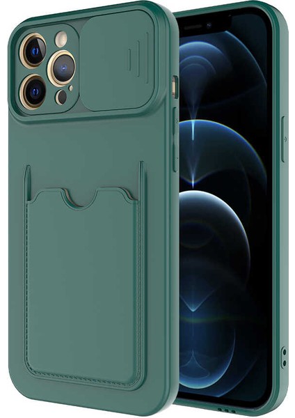 iPhone 12 Pro Kılıf ​tstk Kartix Kapak-Koyu Yeşil