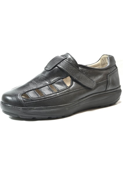 Dr. Comfort 7100 Siyah Hakiki Deri Cırtlı Ortopedik Erkek Şeker Ayakkabı