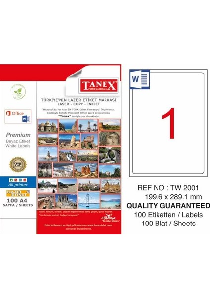 TW-2001 Laser Etiketi (199,6 x 289,1 Mm)