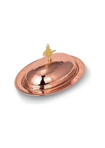 Saltanat Şişme Kapak Kayık Sunum Tabağı 40 cm El Dövme Kırmızı