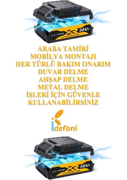 Matkap Çok Amaçlı Kablosuz Delme Vidalama Şarjlı Matkap Yedek Bataryalı