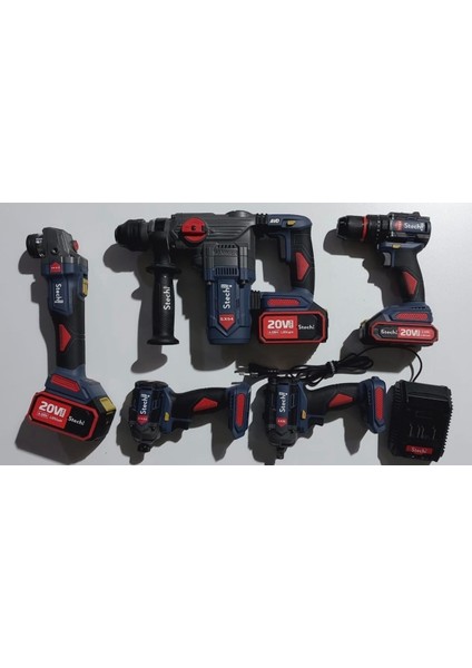 Akülü 5 Li Set SX54-SX22-SX44-SX32-SX35 2x 4.0 Ah+1 X2,0 Ah 20 V