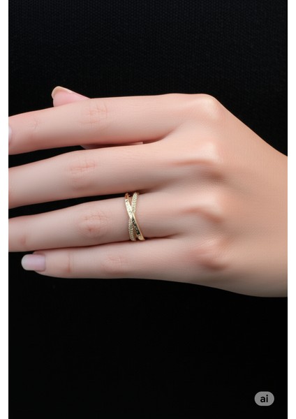 Shesra Aurora Çelik Yüzük Sarı 14 K-10494