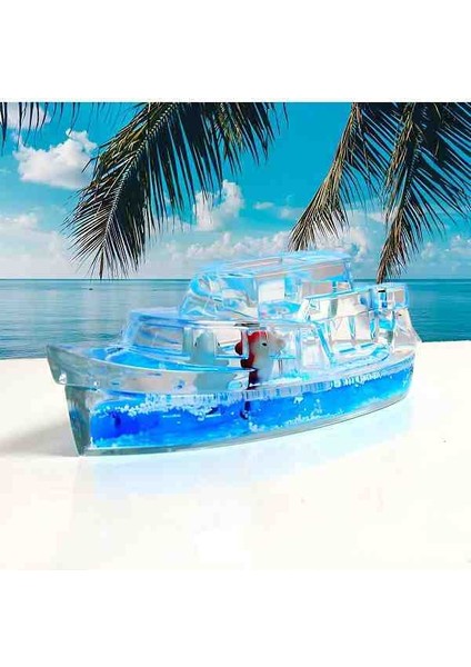 Şeffaf Gemi Temalı Özel Mavi Sıvı Dolu Ev Iş Ofis Masaüstü Dekoratif Hediye Kalemlik fırsatları