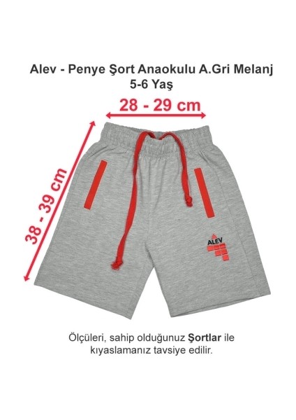 Penye Şort Anaokulu Açık Gri Melanj 5-6 Yaş
