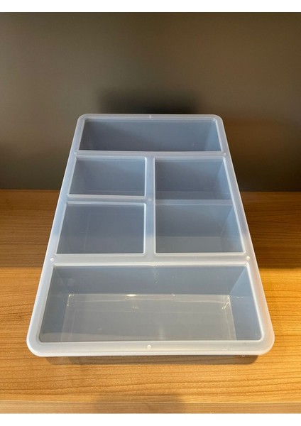 Mavi Çekmece İçi Düzenleyici, Kapaklı Makyaj ve Takı Organizer