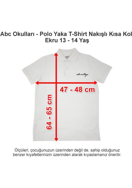 Polo Yaka T-Shirt Nakışlı Kısa Kol Ekru 13-14 Yaş