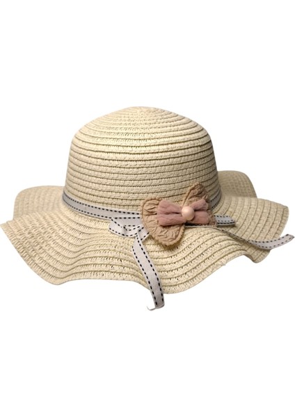 Spteks Kitti 2-6 Yaş Kız Çocuk Krem Renk Fiyonk Figürlü Hasır Yazlık Şapka fiyatları