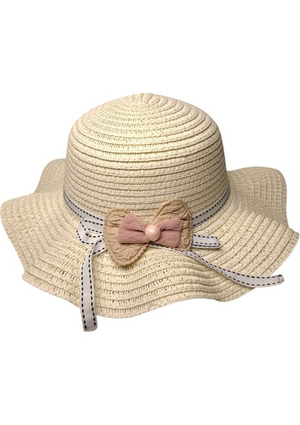 Spteks Kitti 2-6 Yaş Kız Çocuk Krem Renk Fiyonk Figürlü Hasır Yazlık Şapka indirimleri