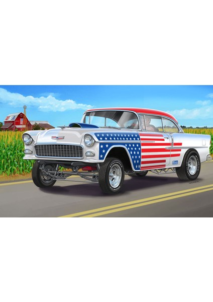 Model Kit Araba 1955 Chevy Bel Air Street Machine 2n1 14519 modelleri