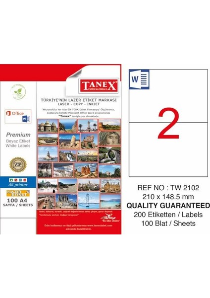 TW-2102 Laser Etiketi (210 x 148,5 Mm)