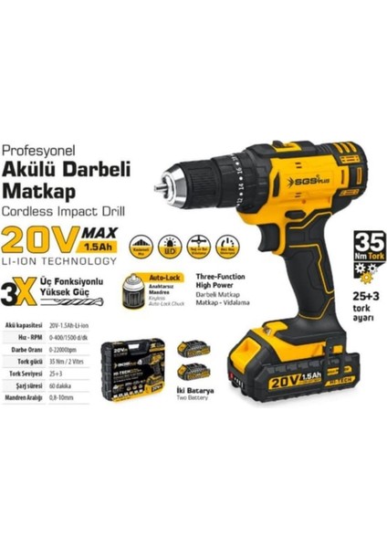 Profesyonel Darbeli Şarjlı Matkap Seti