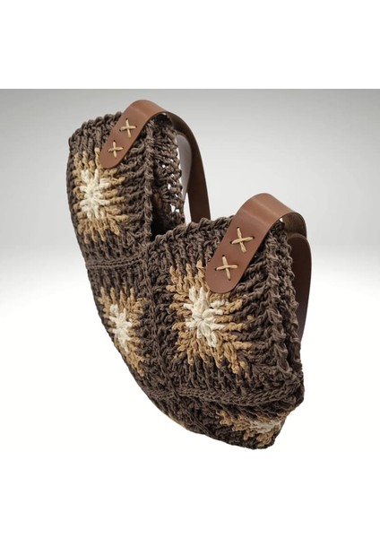 Hasır Kahverengi Motifli Yazlık Kadın Omuz Çantası fiyatları