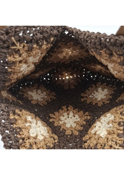 Hasır Kahverengi Motifli Yazlık Kadın Omuz Çantası indirimleri