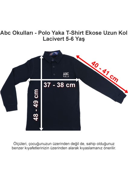 Polo Yaka T-Shirt Ekose Uzun Kol Lacivert 5-6 Yaş
