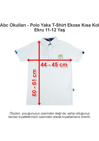 Polo Yaka T-Shirt Ekose Kısa Kol Ekru 11-12 Yaş