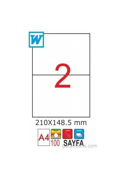 2002 Laser A4 Sayfa Etiketi 210X148,5MM (100 Lü Paket)