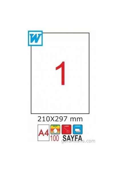 2001 Laser A4 Sayfa Etiketi 210 x 297MM (100 Lü Paket)