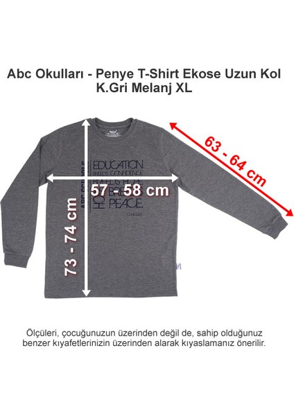 Penye T-Shirt Ekose Uzun Kol K.gri Melanj Xl