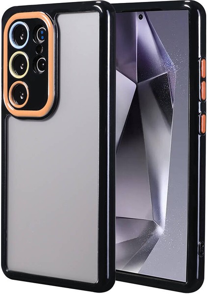 Galaxy S24 Ultra Kılıf Kamera Korumalı Renkli Kenar ve Çerçeve Tasarımlı Tstk Vitamin Kapak-Siyah