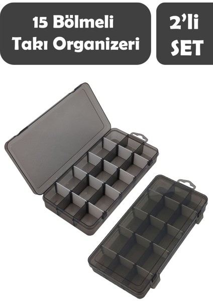 2'li 15 Bölmeli Siyah Takı Kutusu, Ayarlanabilir ve Şeffaf Tasarım fiyatları