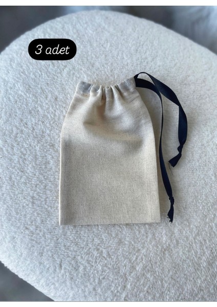 3 Adet Çok Amaçlı Kumaş Kese, Lavanta, Takı ve Hediye, Bej, 10x15 cm modelleri