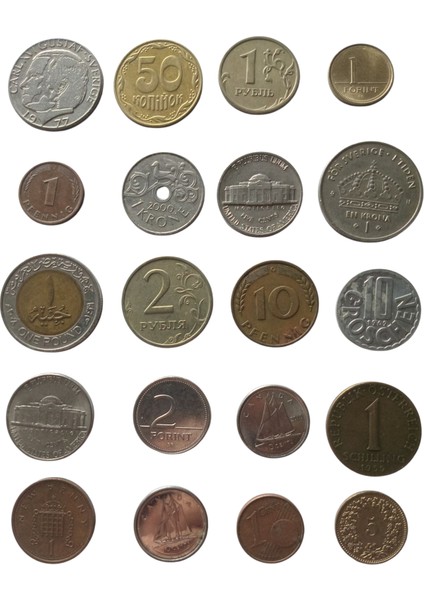 Yabancı Madeni Koleksiyon Para 20 Adet. Hatıra Para. Eski Para lot 80