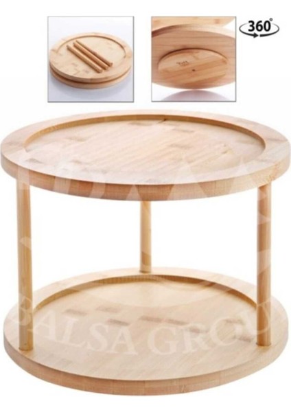 İki Katlı Bambu Takı ve Makyaj Organizeri, 25 cm, Şık ve Fonksiyonel Tasarım