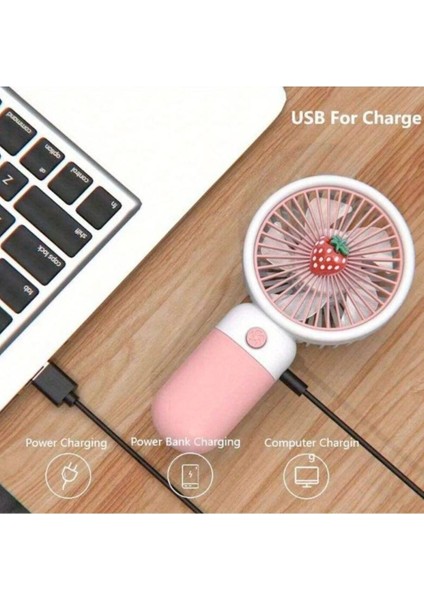 Mini Taşınabilir Fan ve Telefon Standı, Kırmızı, 2'si 1 Arada, Garantisiz