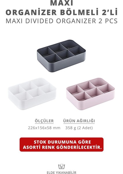 Çok Amaçlı 2'li Bölmeli Renkli Organizer, Pratik ve Şık Depolama Çözümü fiyatları