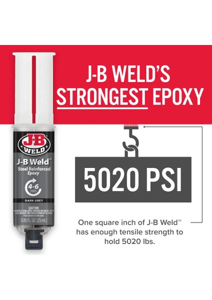 J-B Weld™ Şırınga - 25 ml Çok Yüzeyli Hızlı Süper Güçlü Epoksi Yapıştırıcı