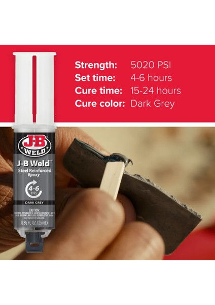 J-B Weld™ Şırınga - 25 ml Çok Yüzeyli Hızlı Süper Güçlü Epoksi Yapıştırıcı