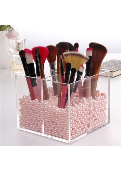 Şeffaf 4 Bölmeli Kare Organizer, 11cm x 11cm, akrilik, beyaz, düzenli saklama çözümü fiyatları