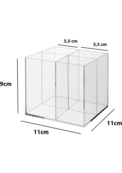 Şeffaf 4 Bölmeli Kare Organizer, 11cm x 11cm, akrilik, beyaz, düzenli saklama çözümü indirimleri
