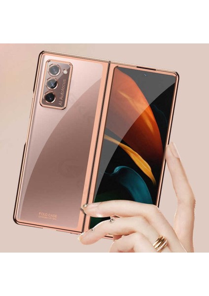 Samsung Galaxy Z Fold 2 Uyumlu Kamera Korumalı Ultra Ince Koruyucu Kıpta Kılıf Rose Gold modelleri
