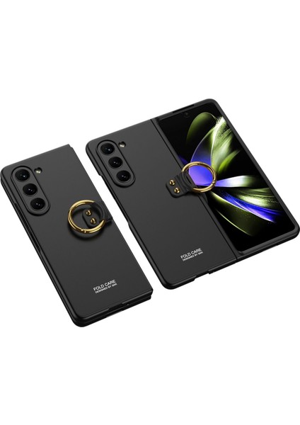 Samsung Galaxy Z Fold 5 Uyumlu Kıpta Yüzüklü Flip Sert Kapak Kılıf